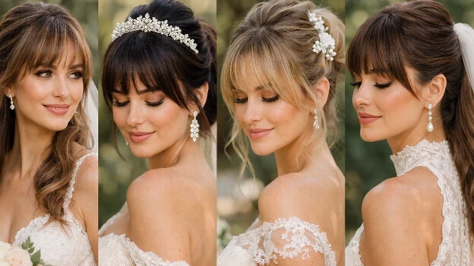 Frange mariage 2026 : 7 idées puissantes pour une coiffure nuptiale irrésistible